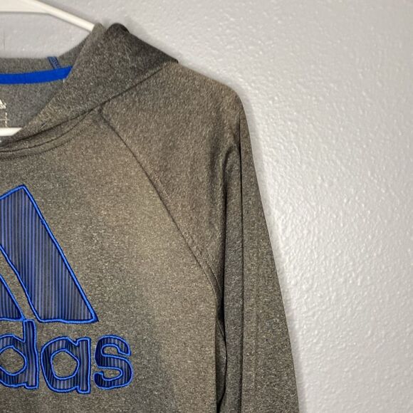 Adidas Gray and Blue Hooded Kangaroo Pouch Hoodie Size Small - Picture 4 of 8
